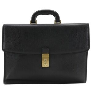 Bally Briefcase Business Bag Leather Black A4 Flap for Men
